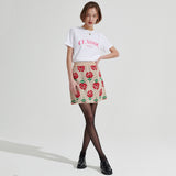 Rose pattern Mini Skirt [Beige] (6679675207798)