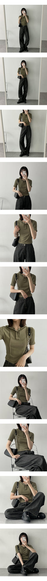 ミズスリットスナップフード半袖Tシャツ / Mizu Slit Snap Hood Short Sleeve Tee