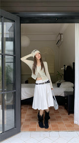 Oatmeal Long Sleeve Strap Top (with Inner)