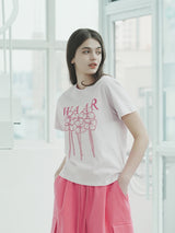 W フラワーTシャツ / T1009 W FLOWER T-SHIRT_PINK