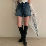 [Bellide made] Vintage Wood Washing Denim Shorts