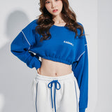 Oversize Line Point Crop Sweat shirt Blue (6600739389558)