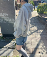 vintage denim hood zip-up