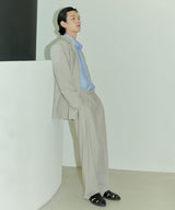 UNISEX PINTUCK STITCH WIDE PANTS M - LIGHT BEIGE (6689417560182)