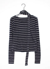 ストライプスカーフセットTシャツ/Stripe scarf set T-shirt (2color)