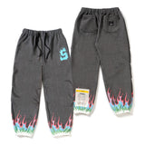 21 FLAME WIDE HEAVY SWEAT JOGGER PANTS PURPLE / BLACK (6622946754678)