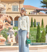 Spangle Tweed Knit Gardigan (Ivory) (6643857129590)