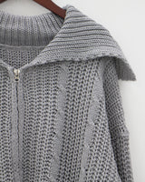 カラプレッツェルニットジップアップ / Kara pretzel knit zip-up (5color)