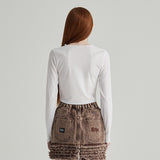 WHITE DIAGONAL LONG T-SHIRT