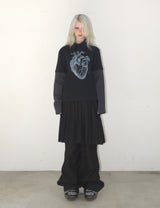 Heart PK layered long sleeve BLACK