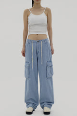 デニムカーゴワイドパンツ/Denim Cargo Wide Pants (2color)