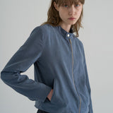 ハイカラースエードジャケット / HIGH COLLAR SUEDE JACKET, BLUE