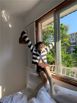 ストライプウールニットカーディガン/striped wool knit cardigan