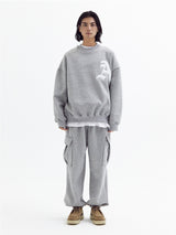 Signature balloon over fleece sweatshirt Melange Gray