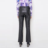 Faux-Leather Slit Trousers _ Black