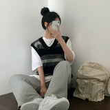 ユニセックスVネックルーズニットベスト