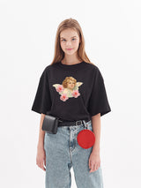 ベイビーエンジェルプリントワイド半袖Tシャツ / baby angel print wide short sleeve t-shirt (4534298443894)