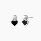 BLACK HEART BALL EARRINGS
