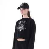 Renクロップスウェットシャツ/0 9 Ren crop sweatshirt - BLACK