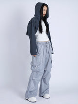 Satin Multi Pocket Pants, Silver