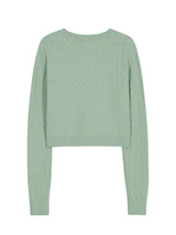 WEAVING PATTERN TUBE TOP CROP CARDIGAN SET MINT (6586543276150)