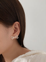 アイレットリボンパールピアス / [925silver] Eyelet ribbon pearl earrings