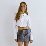 01ネクタイクロップシャツ / 0 1 necktie crop shirt - WHITE