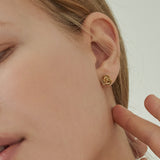 [s925post] golden rose earring