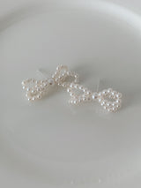 アイレットリボンパールピアス / [925silver] Eyelet ribbon pearl earrings