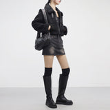 pony high-waist denim skirt