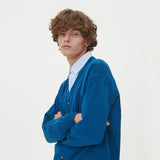 LAMBSWOOL V NECK CARDIGAN_BLUE (6612827963510)