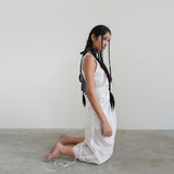 2ウェイシャーリングシアーロングワンピース / 2 WAY SHIRRING SHEER LONG OPS (WHITE)