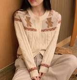 Nordic Bear Wool Knit Cardigan (3color)