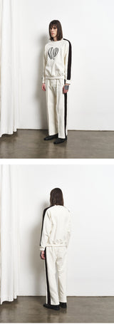 Mixed Fabric Knit KUYRI K Track Pants (Lucent Ivory)