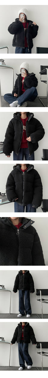 [Wool, both sides] Soft wool, reversible hooded jumper