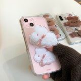 コットンバニーポポスマホグリップ/Cotton bunny popo Smart Tok ivory