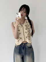 ハコビンテージレイヤードノースリーブカーディガン / Hako Vintage Layered Sleeveless Cardigan