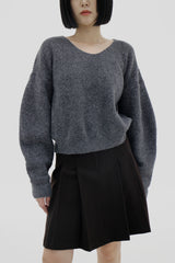 テビパフVネックニット/Tebi Puff V-neck Knit (4color)