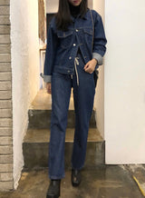 ルーズフィットバックレーベルポイントダークデニムジャケット/LOOSE FIT BACK LABEL POINT DARK DENIM JACKET [17707]