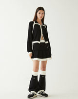 ブークルニットクロップジップアップ/BOUCLE KNIT CROP ZIP UP BLACK