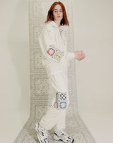 グラニースクエアハーフジップアップスウェット/GRANNY SQUARE HALF ZIP UP SWEATSHIRT CREAM