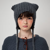 MOHAIR EARMUFF BEANIE, CHARCOAL