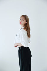 チョーカーショートスリーブクロップTシャツ / TOP(6656) Choker Short Sleeve Crop Tee