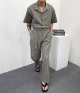 リネンワイドジャンプスーツ / RO linen wide jumpsuit (3 colors)