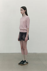 COLLECTION HALF SLEEVE CROP KNIT [PINK]