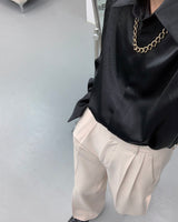 ルモンチェーンビッグカラーカフスシャツ / MO Le Mans Chain Big Collar Cuffs Shirt (2 colors)