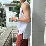 レイヤードスリットコットンノースリーブタンク / Layered Slit Cotton Sleeveless Tank (3 colors)