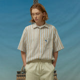 Dolphin embroidery stripe short sleeve shirts (6549347205238)