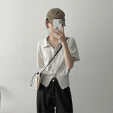 ロネットトゥーウェイカラーショートスリーブジップアップ / Lonet to Way Collar Short Sleeve Zip-up
