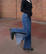 ワイドフィットスリットミディアムブルーデニムパンツ/WIDE FIT SLIT MEDIUM BLUE DENIM PANTS [16634]